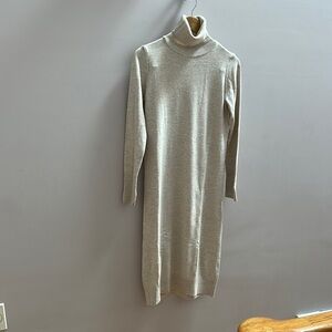 Elegant Cream Turtleneck Dress
